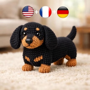 Dachshund Amigurumi Crochet Pattern PDF | Cute Long Dog Plush Tutorial | Beginner Friendly Sausage Dog Pattern