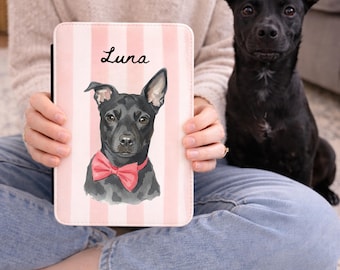 Custom Pet Portrait Kindle Case, Personalized Watercolor Drawing from Dog & Cat Photo Kindle Case, Pet Face Picture Gift for Animal Owner