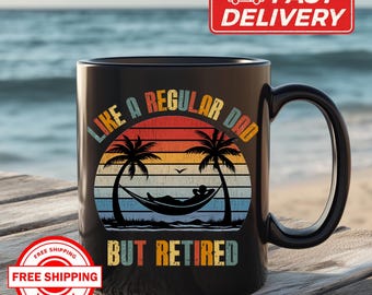 Retro Retired Dad Coffee Mug, Retirement Mug Gift for Father, Vintage Officially Retired Mug, Retirement Humor Present, Retired Man Gift