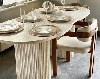 Travertine dining table