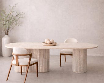 oval travertine table