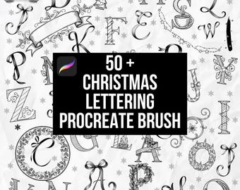 Set de 100 pinceles para sellos de letras navideñas para Procreate | Pinceles navideños adorables para Procreate | Acogedor e invernal | Lote para Procreate | Sellos para Procreate