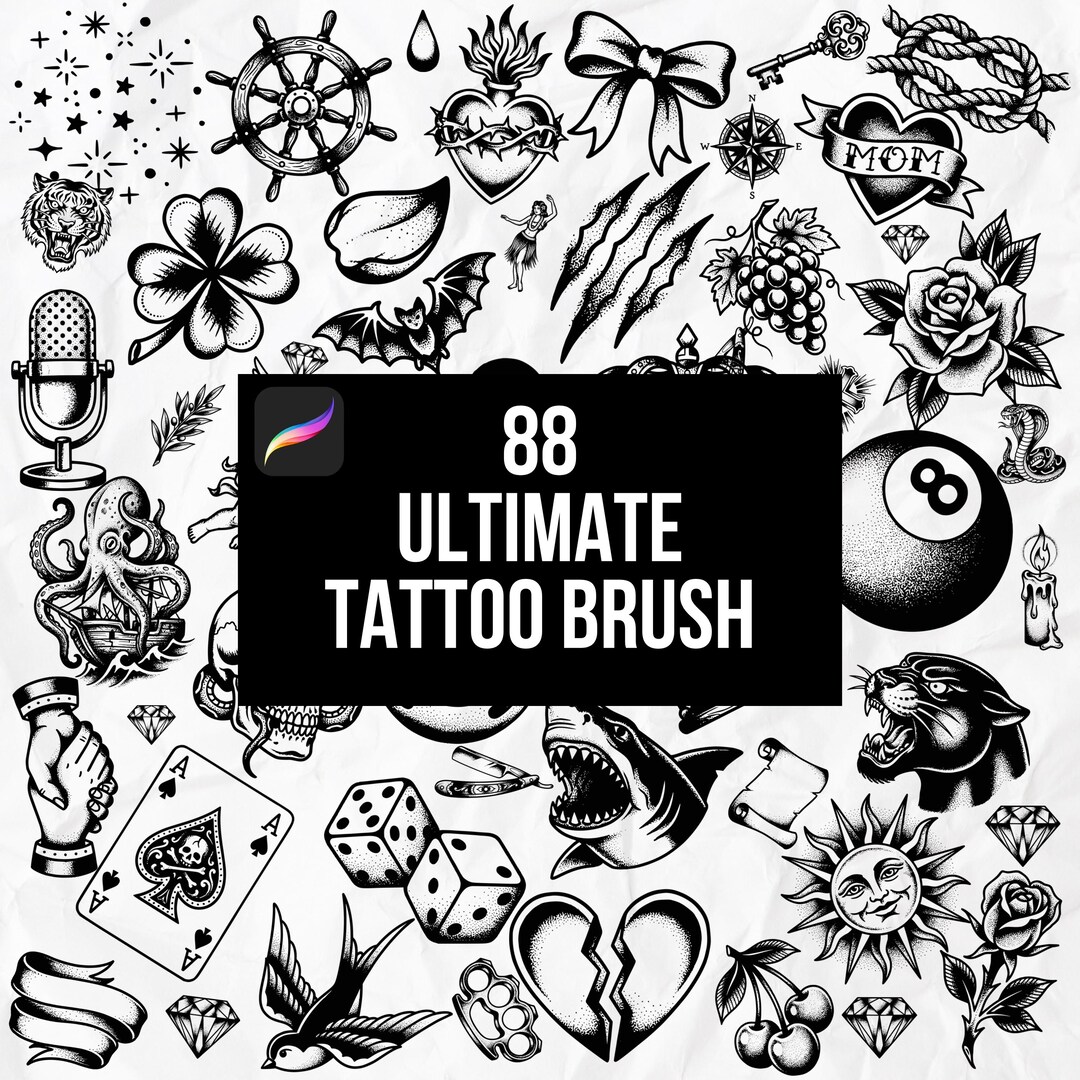88 Tattoo Procreate Stamp Brush Set | Ultimate Tattoo Procreate Brushes ...