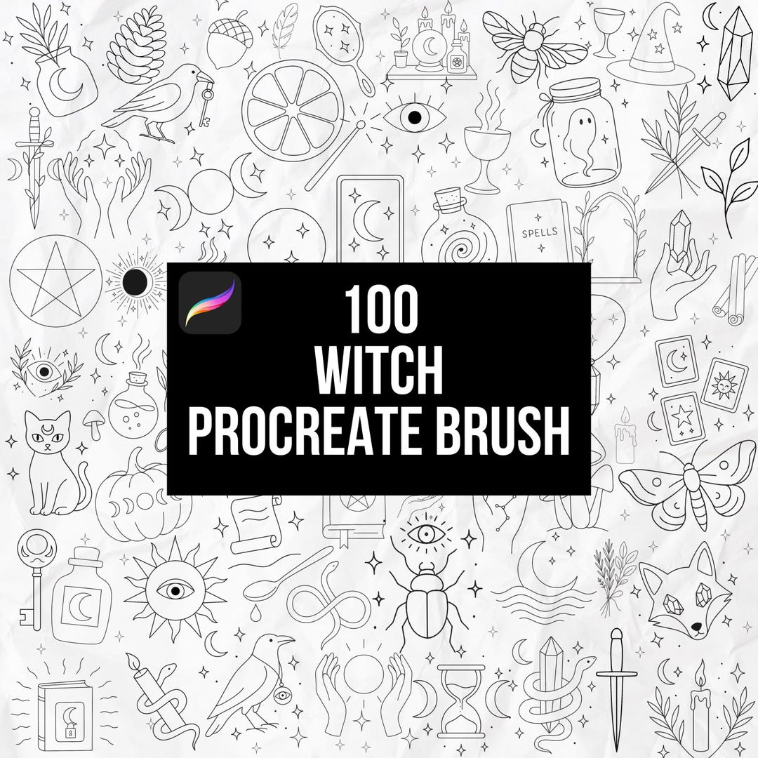 100 Witch Procreate Stamp Brush Set | Cute Magical Procreate Brushes ...
