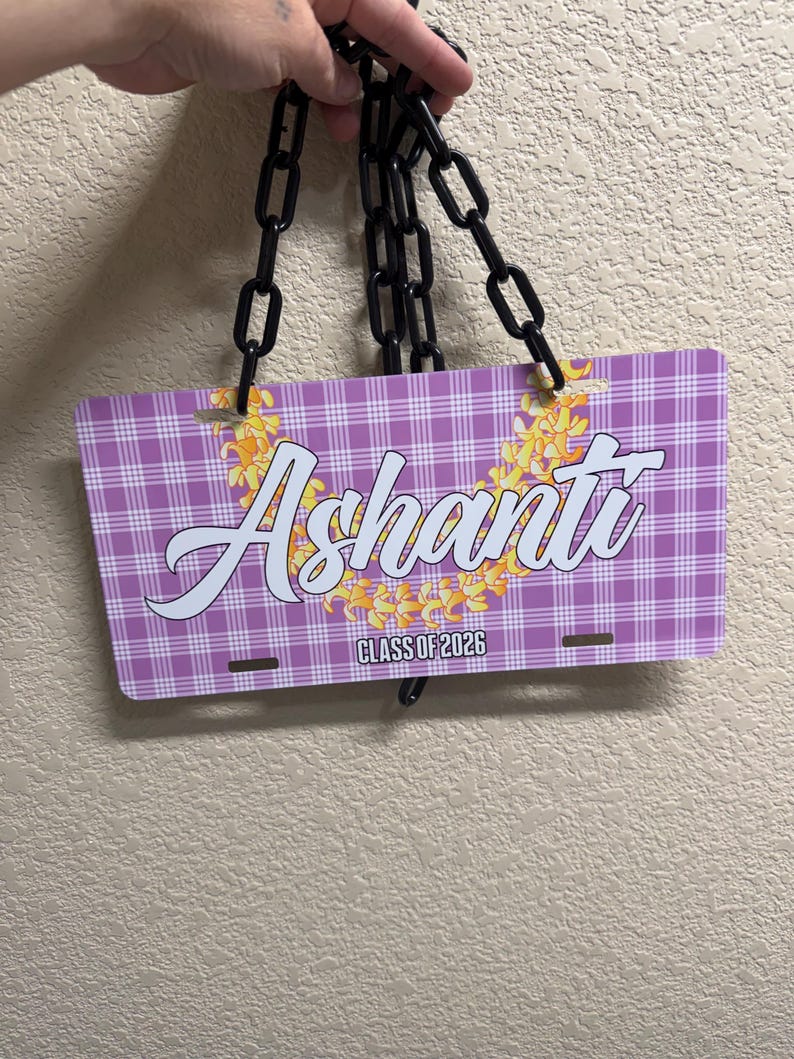 Palaka With Puakenikeni Lei Plates Graduation Lei Gift, Custom Name - Etsy