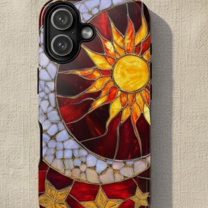 Ruby Red Stained Glass Effect Phone Case | Celestial Design