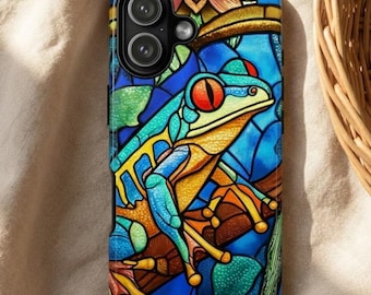 Coque de portable grenouille arboricole en vitrail | Étuis de téléphone Iphone Galaxy Pixel