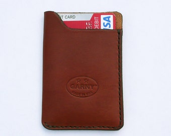 Leather Card Case, minimalist leather wallet, men's wallet, simple wallet,  chestnut brown leather, garny No.10