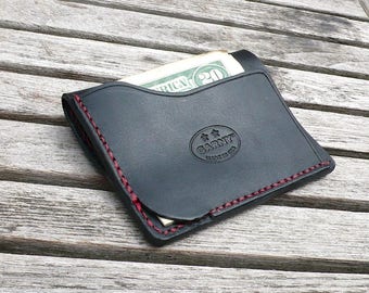 Leather Wallet, minimalist leather wallet, simple wallet, thin wallet, simple wallet, black and red leather, garny No. 9