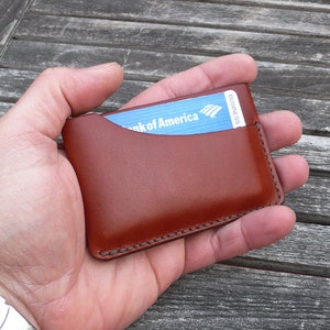 Leather Card Case, minimalist leather wallet, men's wallet, simple wallet, thin wallet, chestnut brown, garny No.3 image 4