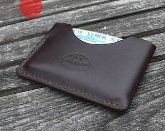 Leather Card Case, minimalist leather wallet, men's wallet, simple wallet, thin wallet, simple wallet, dark brown, garny, No. 3