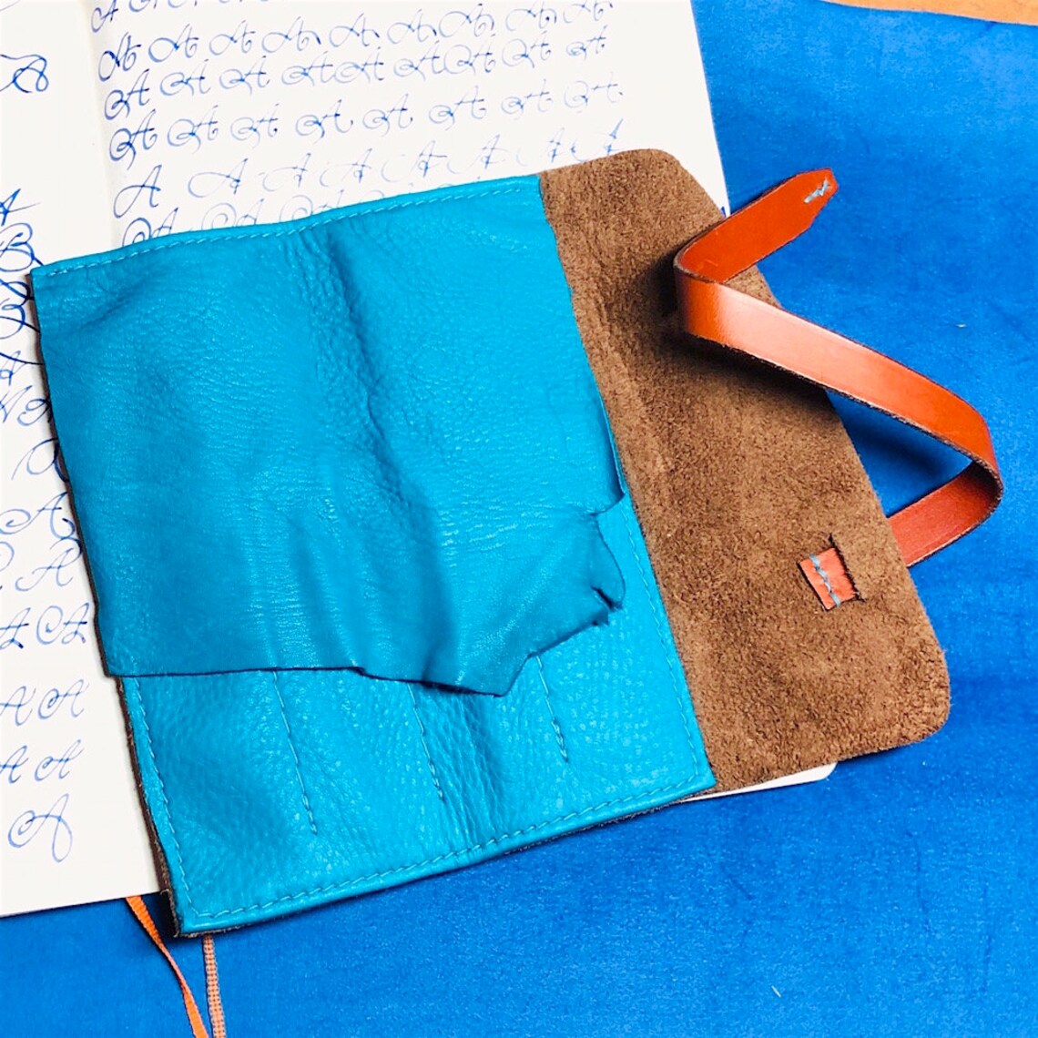 Pen Roll Leather Pen Roll Leather Pen Storage Leather Pen Etsy