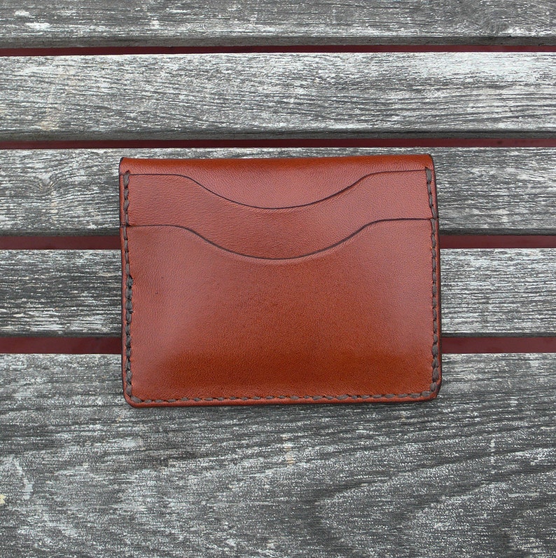 Leather Wallet, minimalist leather wallet, men's wallet, simple wallet, simple wallet, chestnut brown leather, garny No.9 image 4