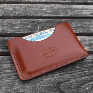 Leather Card Case, minimalist leather wallet, men's wallet, simple wallet, thin wallet, chestnut brown, garny No.3 image 1