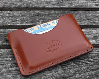 Leather Card Case, minimalist leather wallet, men's wallet, simple wallet, thin wallet, chestnut brown, garny No.3