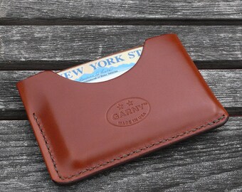 Leather Card Case, minimalist leather wallet, men's wallet, simple wallet, thin wallet, chestnut brown, garny No.3