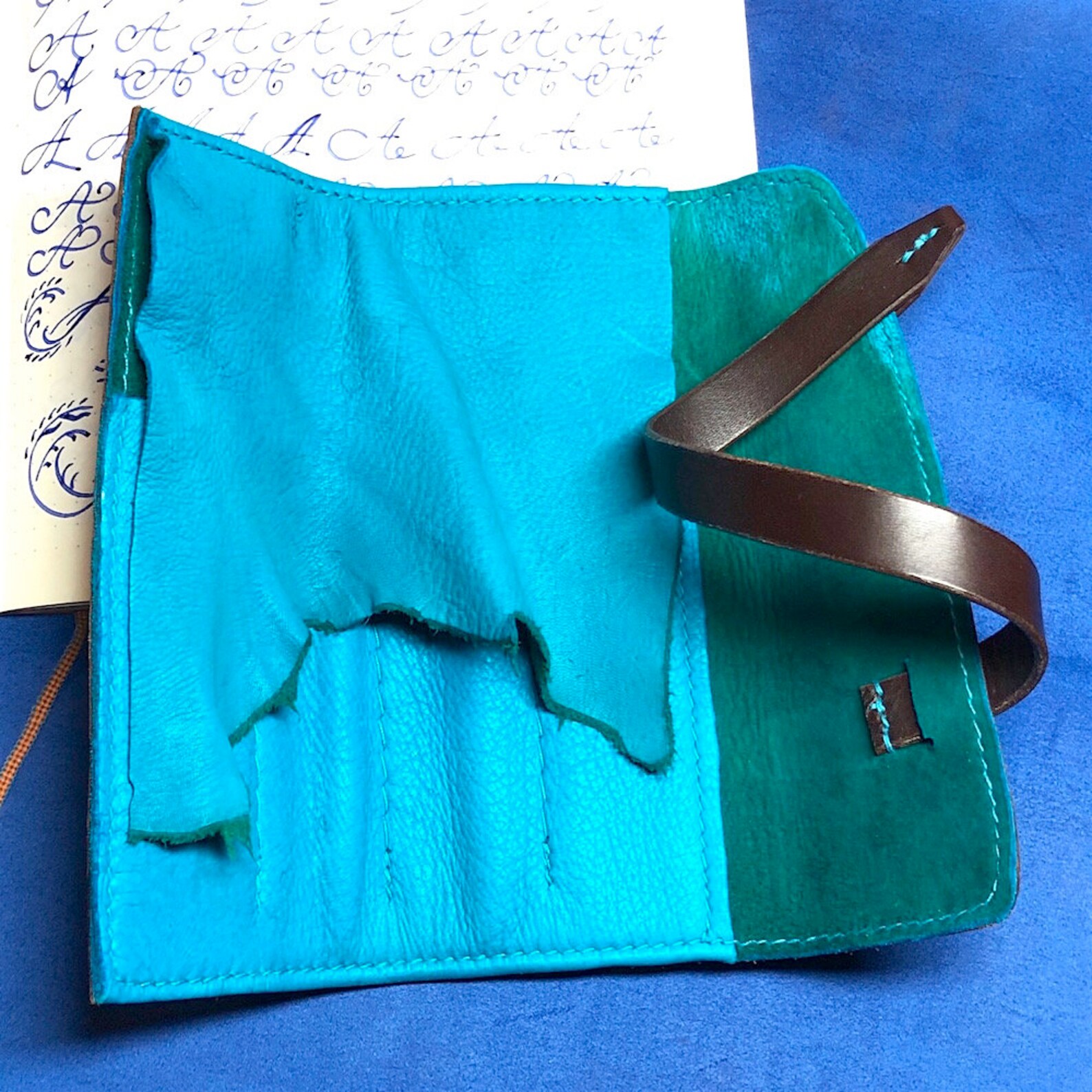 Pen Roll Leather Pen Roll Leather Pen Storage Leather Pen Etsy