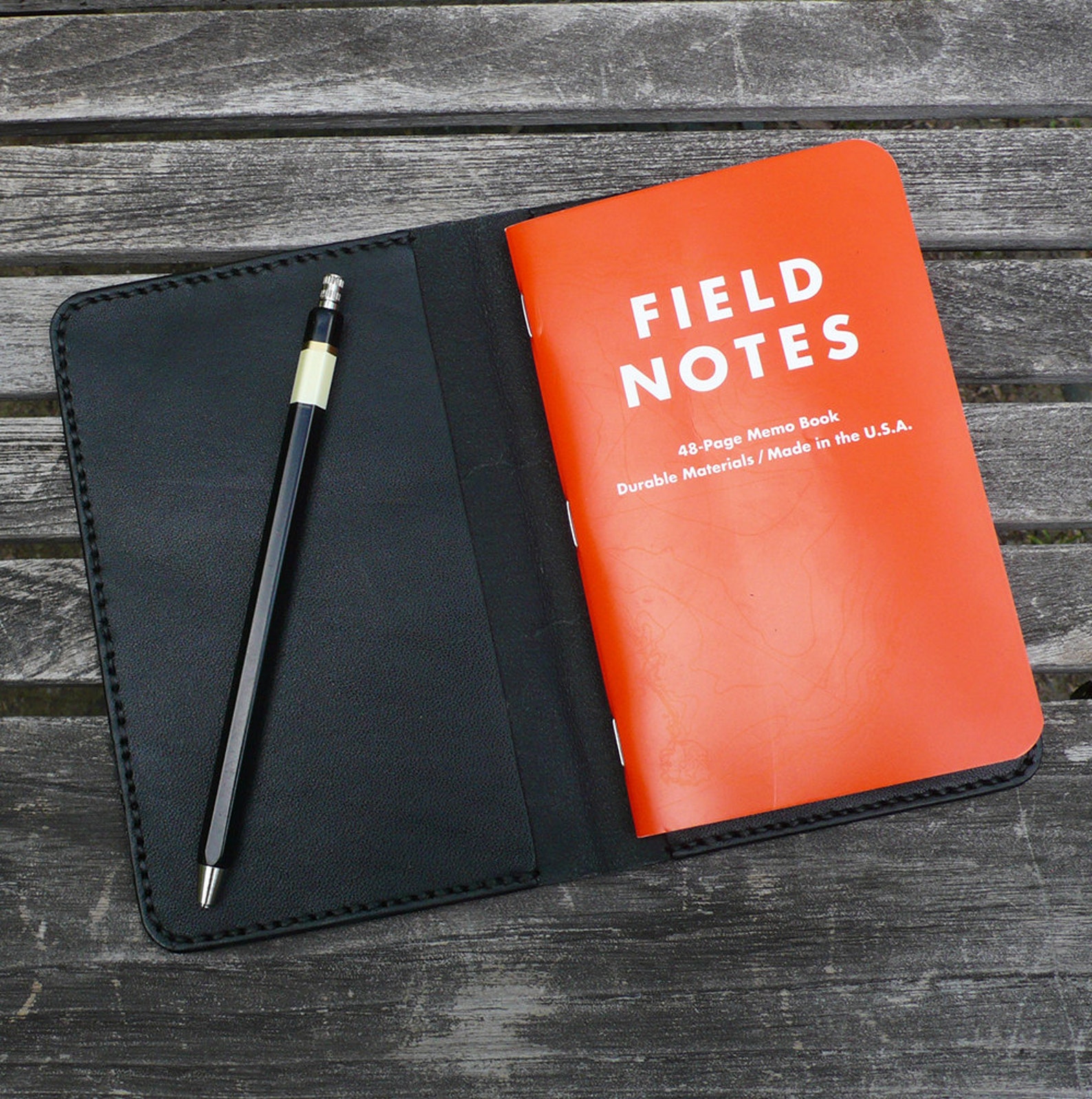 Leather Field Notes Cover Black Field Notes Wallet Field Etsy