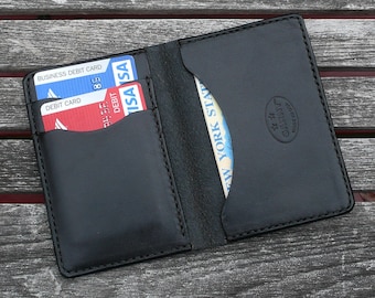 Mens Wallet, minimalist leather wallet, men's wallet, simple wallet,  handmade wallet, leather wallet, black leather wallet, garny No.5