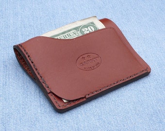 Leather Wallet, minimalist leather wallet, men's wallet, simple wallet, simple wallet, chestnut brown leather, garny No.9