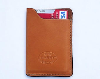 Leather Card Case, minimalist leather wallet, men's wallet, simple wallet,  whiskey color leather, garny No.10
