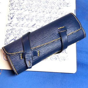 turquoise fountain pen roll leather pen holder red French EPI leather leather pen storage leather pen roll Pen Roll garny pen case