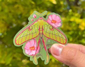 Luna Moth Sticker: Cottagecore Woodland Creature | Waterproof Laptop/Kindle Decal