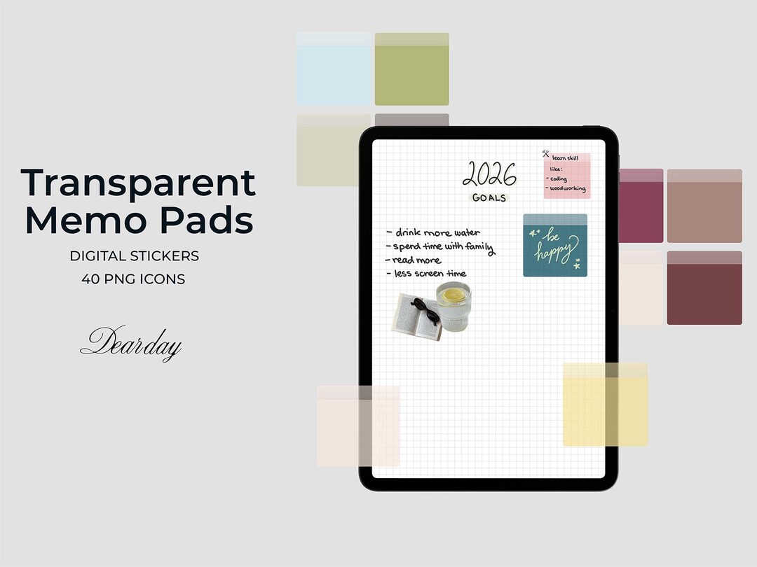 40 Transparent Memo Pads | Goodnotes Memo Pad Bundle | Digital Notepad ...