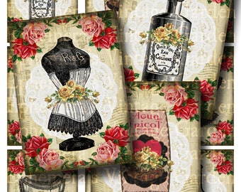 In The Boudoir - Digital Collage Sheet ATC's