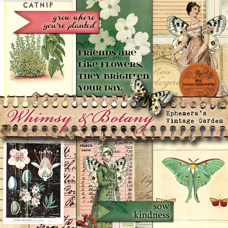 Whimsy & Botany Printable Journal/collage Art Bits - Etsy