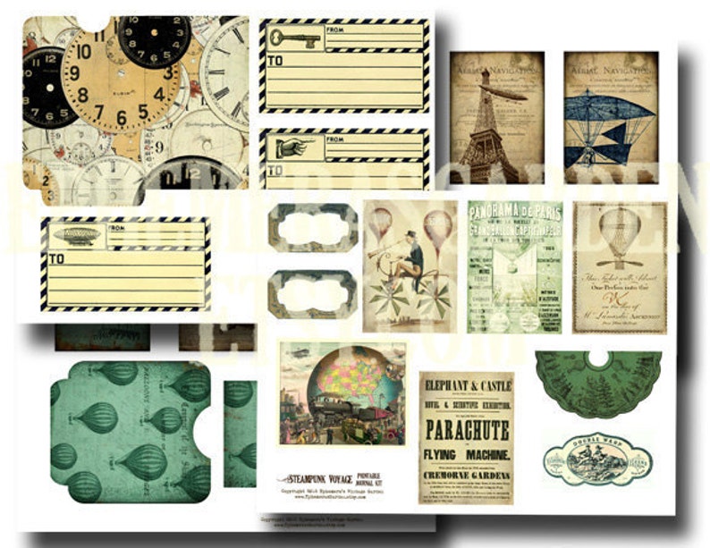 Steampunk Voyage 5x7 printable journal kit image 2