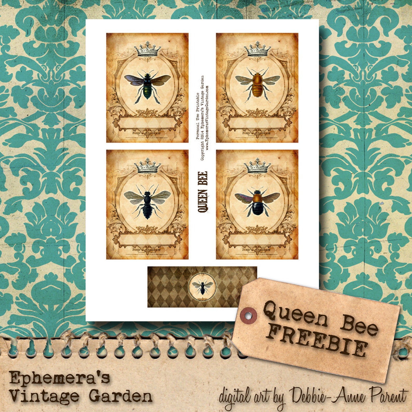 Vintage Queen Bee 5x7 Printable Journal Kit - Etsy