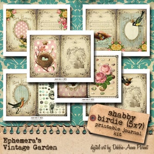 Shabby Birdie Printable Journal Kit - NEW SIZE