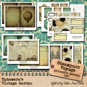 Steampunk Voyage 5x7 - printable journal kit