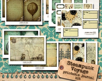 Steampunk Voyage 5x7 - printable journal kit