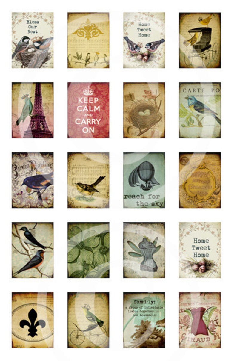 Printable Pendant Charms 3/4 X 1 Inch Digital Collage Sheet Etsy