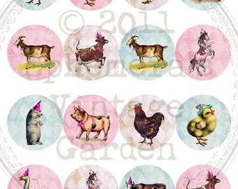 Printable Funky Farm Cupcake Toppers - Digital Collage Sheet