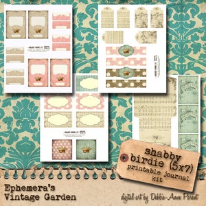 Shabby Birdie Printable Journal Kit NEW SIZE image 2