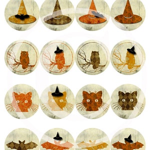 Printable Halloween 2" Circles - Digital Collage Sheet