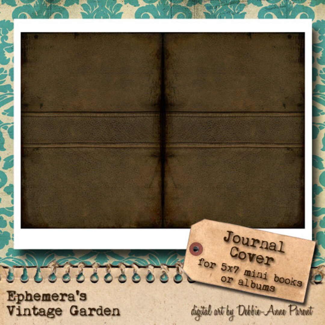 Vintage Leather Book Printable Journal Cover 5x7 - Etsy