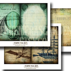 Steampunk Voyage 5x7 printable journal kit image 4