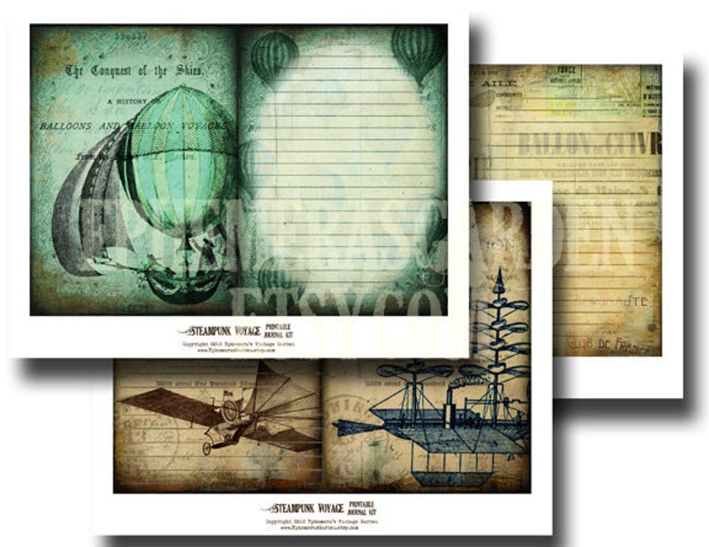 Steampunk Voyage 5x7 printable journal kit image 4