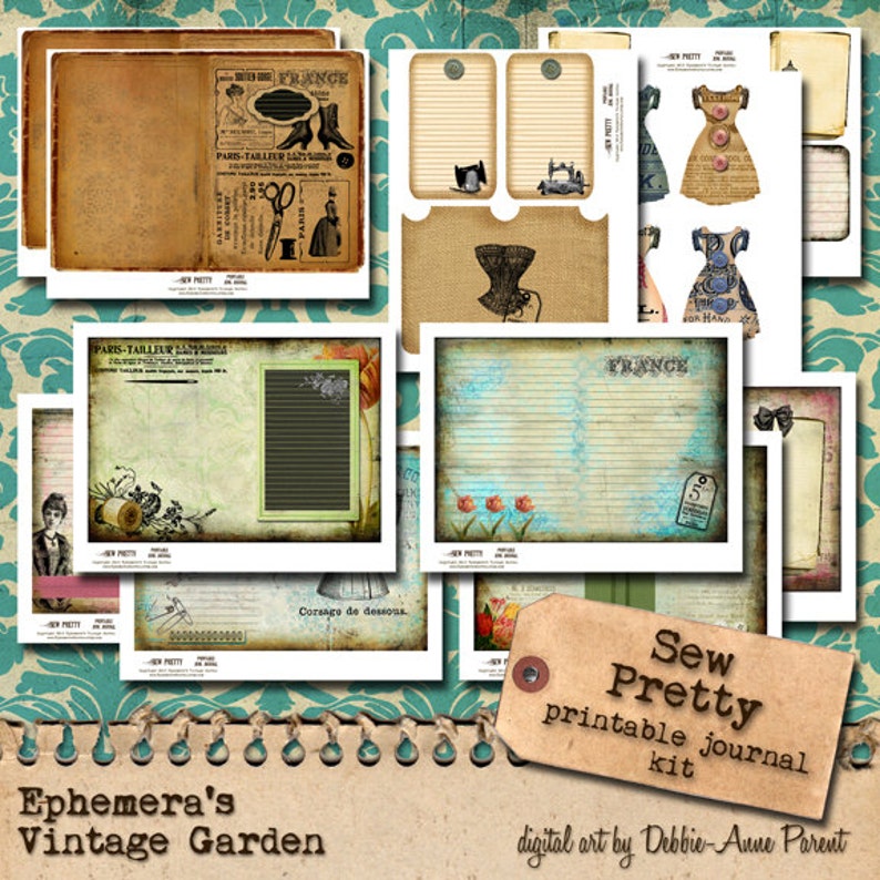 Sew Pretty 5 x 7 Printable Journal Kit image 1