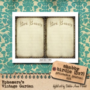 Shabby Birdie Printable Journal Kit NEW SIZE image 3