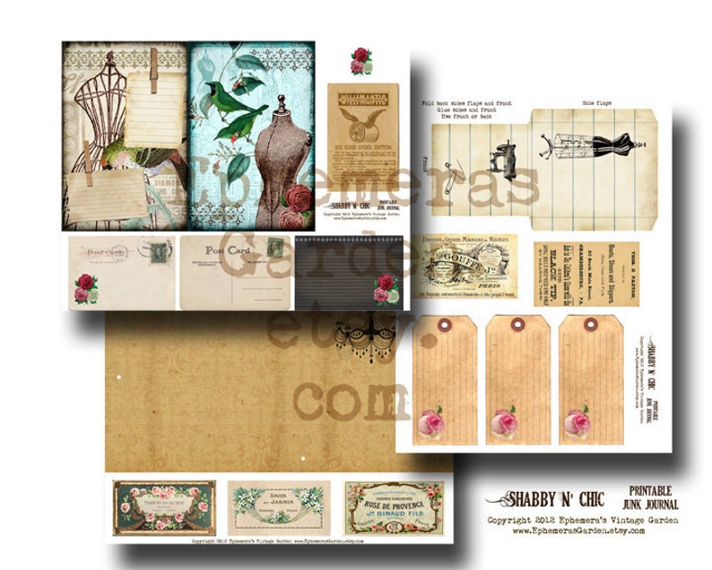 Shabby N Chic Printable Junk Journal Kit image 3