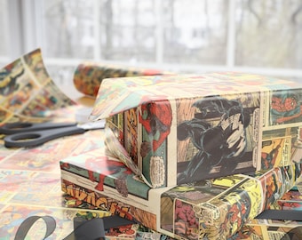 Vintage Comic Strip Wrapping Paper | Retro Superhero Gift Wrap