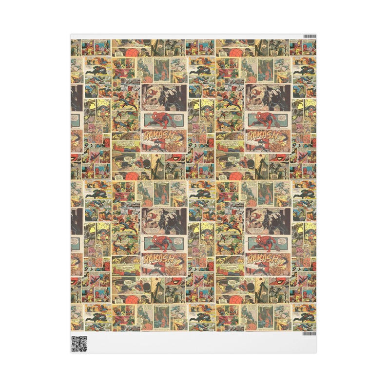 Vintage Comic Strip Wrapping Paper | Retro Superhero Gift Wrap image 4