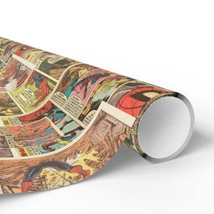 Vintage Comic Strip Wrapping Paper | Retro Superhero Gift Wrap image 3