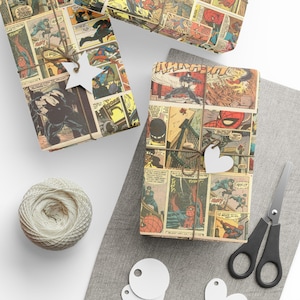 Vintage Comic Strip Wrapping Paper | Retro Superhero Gift Wrap image 5