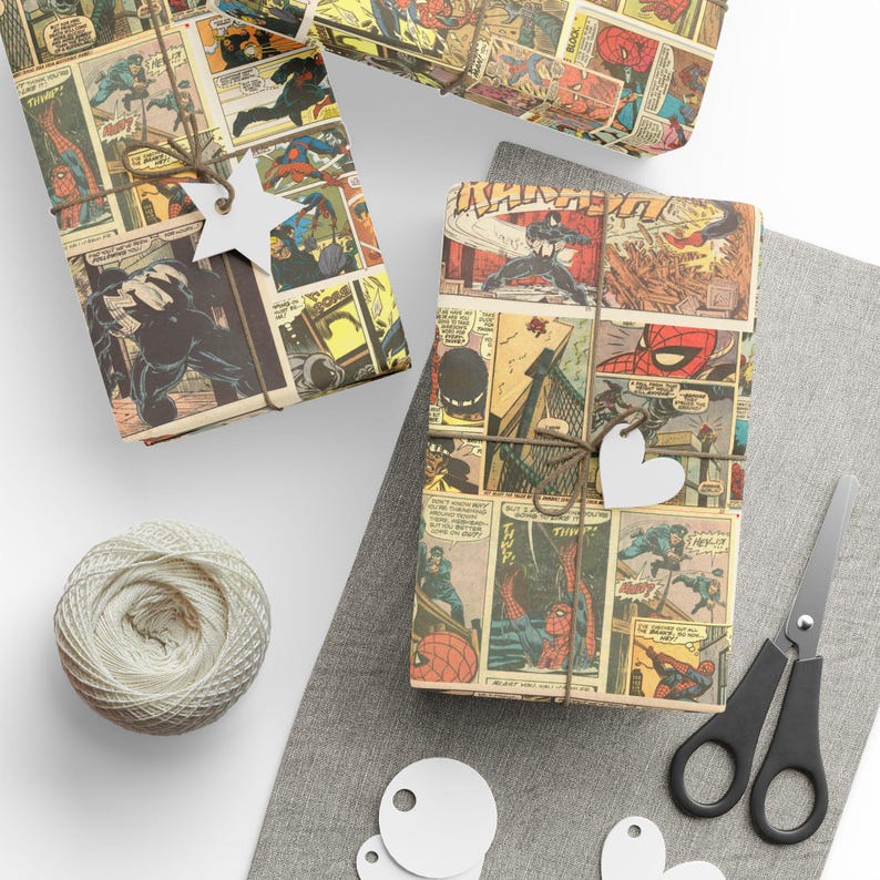 Vintage Comic Strip Wrapping Paper | Retro Superhero Gift Wrap image 5